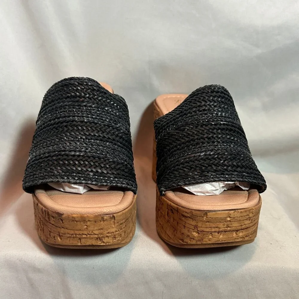 NIB | Seychelles | Applause Woven Platform Mule Sandals | Black | Sz 8.5
